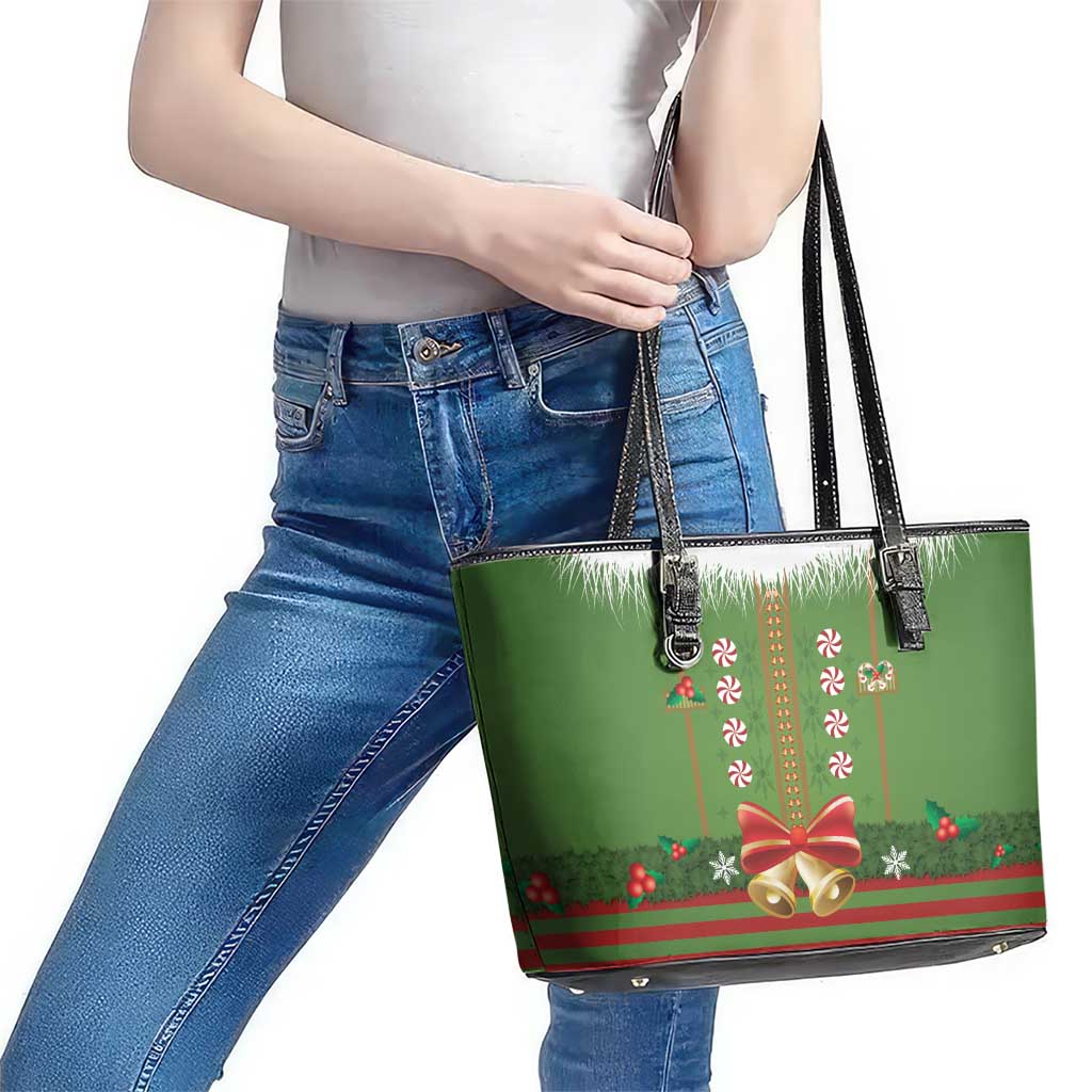 Christmas Costume Elf Leather Tote Bag Santa Little Helper Green - Wonder Print Shop