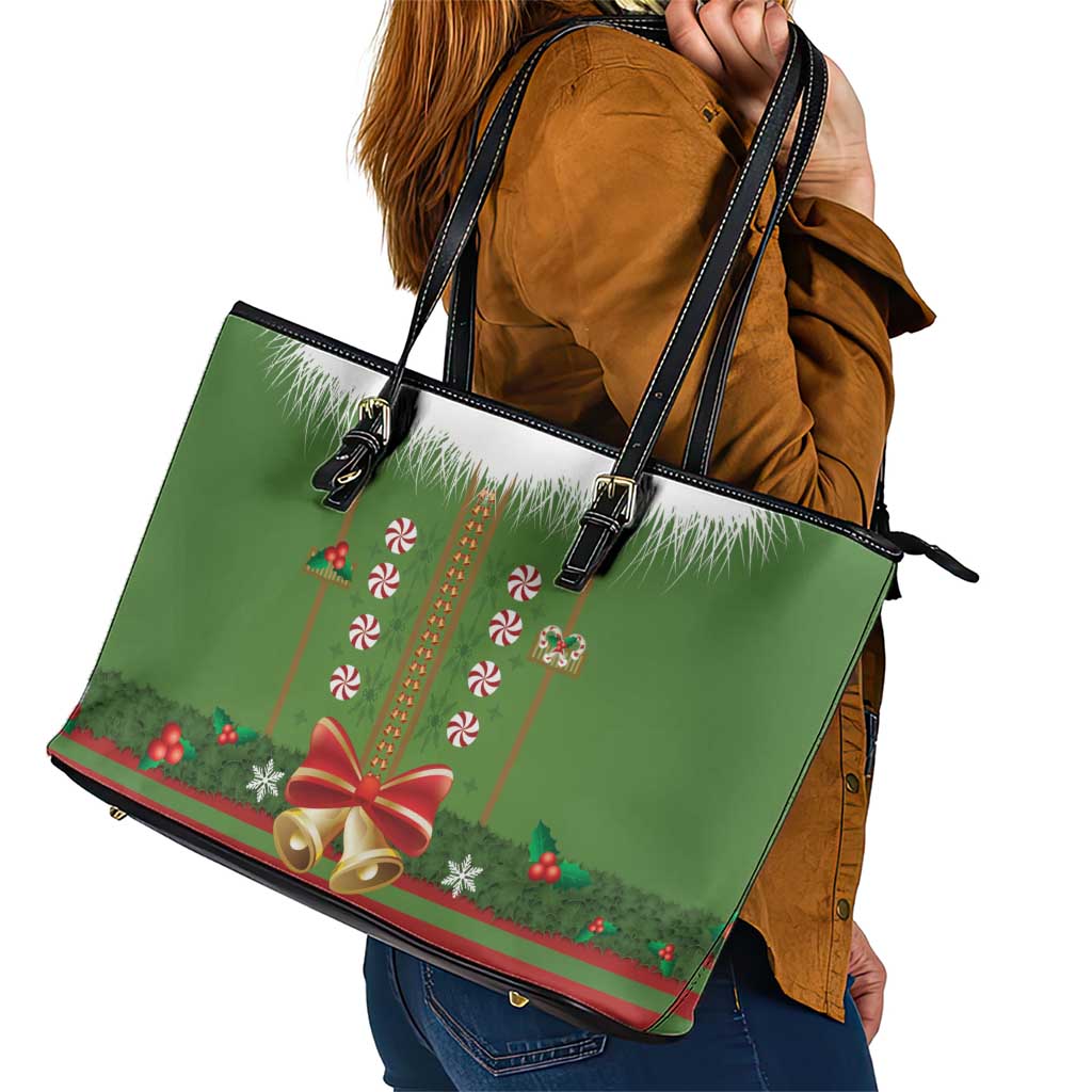 Christmas Costume Elf Leather Tote Bag Santa Little Helper Green - Wonder Print Shop
