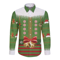 Christmas Costume Elf Long Sleeve Button Shirt Santa Little Helper Green - Wonder Print Shop