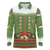 Christmas Costume Elf Long Sleeve Polo Shirt Santa Little Helper Green - Wonder Print Shop