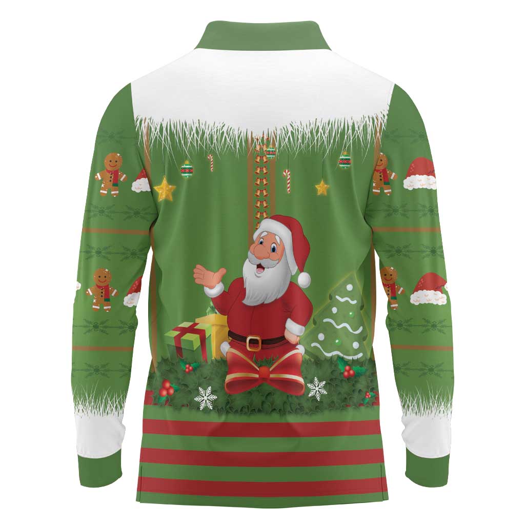 Christmas Costume Elf Long Sleeve Polo Shirt Santa Little Helper Green - Wonder Print Shop