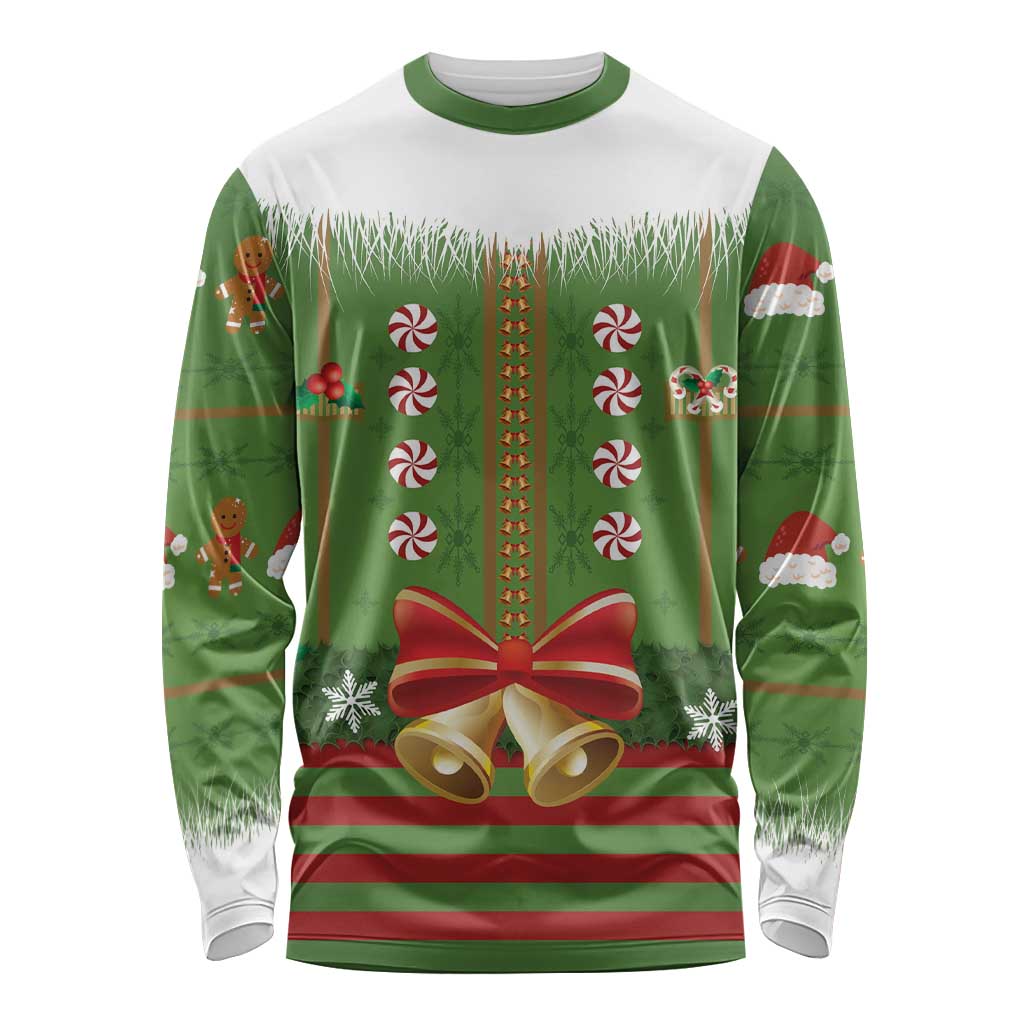 Christmas Costume Elf Long Sleeve Shirt Santa Little Helper Green - Wonder Print Shop