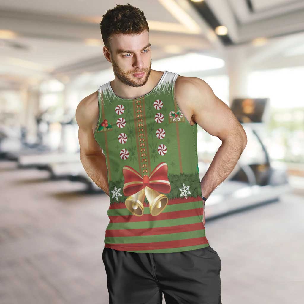Christmas Costume Elf Men Tank Top Santa Little Helper Green - Wonder Print Shop