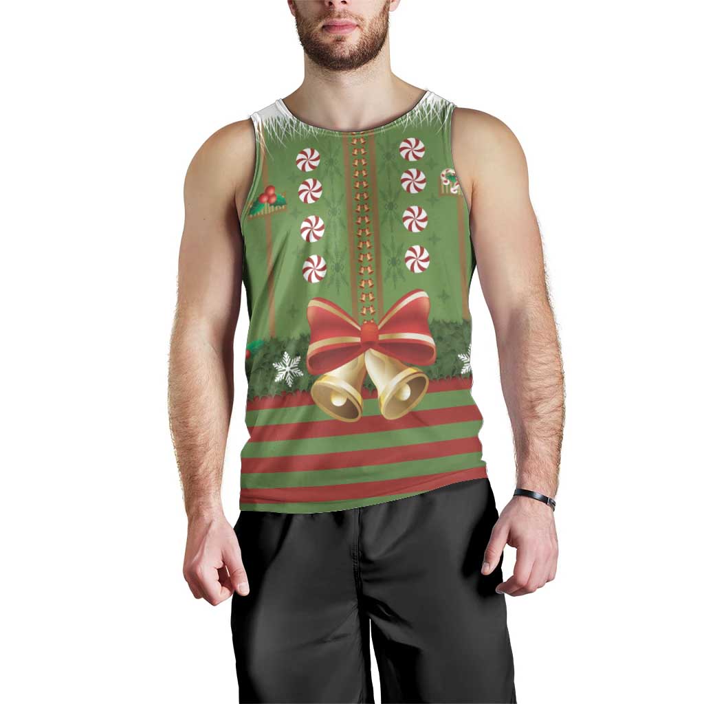 Christmas Costume Elf Men Tank Top Santa Little Helper Green - Wonder Print Shop