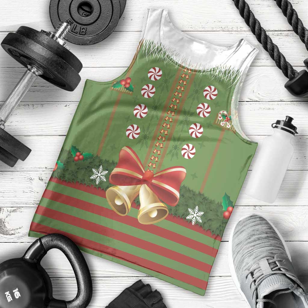 Christmas Costume Elf Men Tank Top Santa Little Helper Green - Wonder Print Shop
