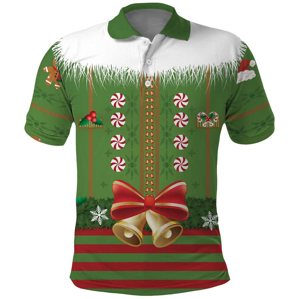 Christmas Costume Elf Polo Shirt Santa Little Helper Green - Wonder Print Shop