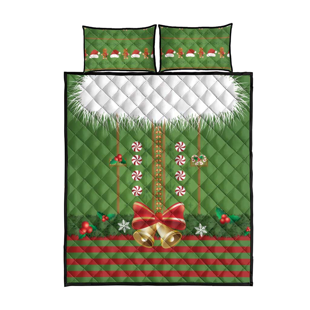 Christmas Costume Elf Quilt Bed Set Santa Little Helper Green - Wonder Print Shop