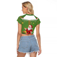 Christmas Costume Elf Raglan Cropped T Shirt Santa Little Helper Green - Wonder Print Shop