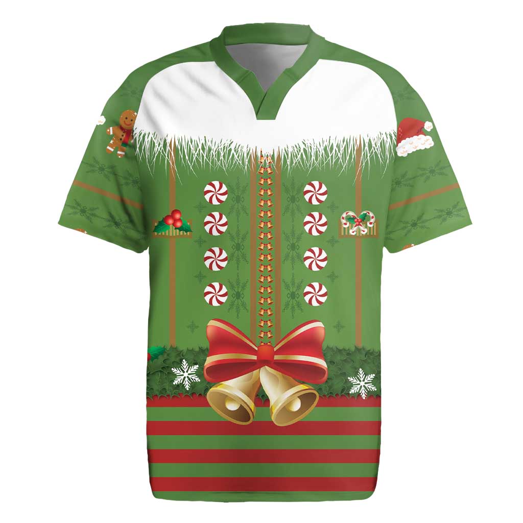 Christmas Costume Elf Rugby Jersey Santa Little Helper Green - Wonder Print Shop