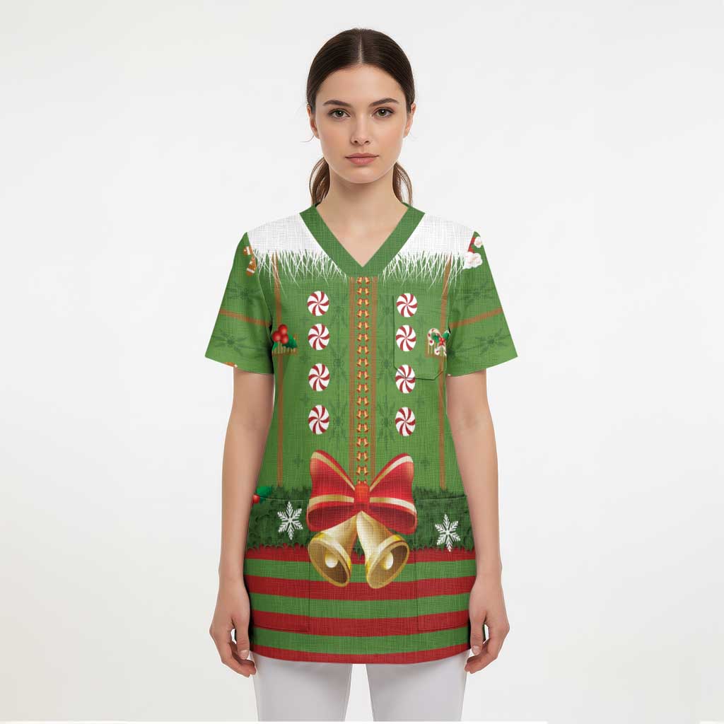 Christmas Costume Elf Scrub Top Santa Little Helper Green - Wonder Print Shop