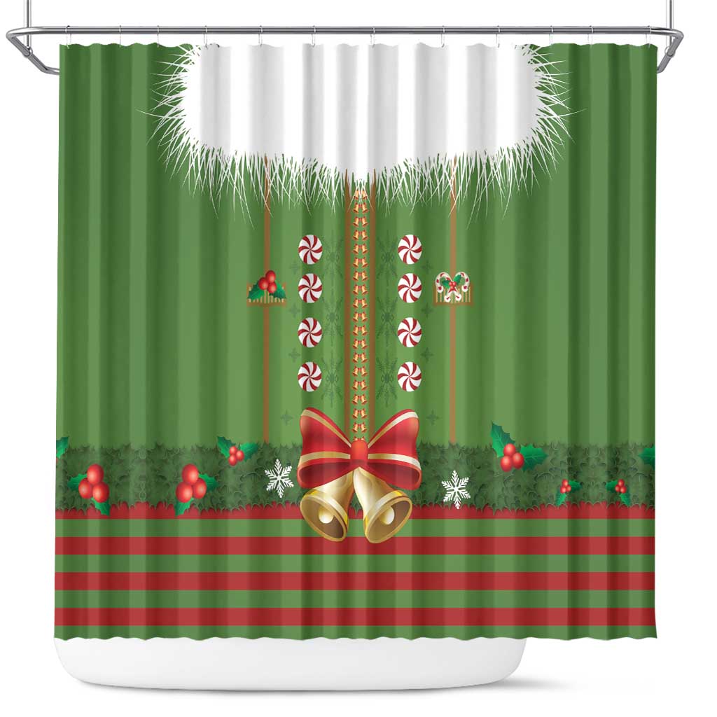 Christmas Costume Elf Shower Curtain Santa Little Helper Green - Wonder Print Shop