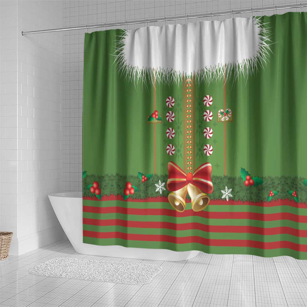 Christmas Costume Elf Shower Curtain Santa Little Helper Green - Wonder Print Shop