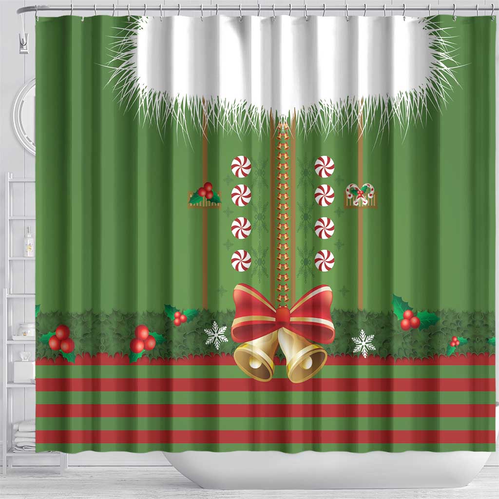 Christmas Costume Elf Shower Curtain Santa Little Helper Green - Wonder Print Shop