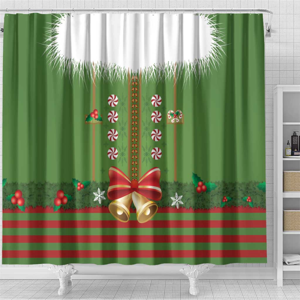 Christmas Costume Elf Shower Curtain Santa Little Helper Green - Wonder Print Shop