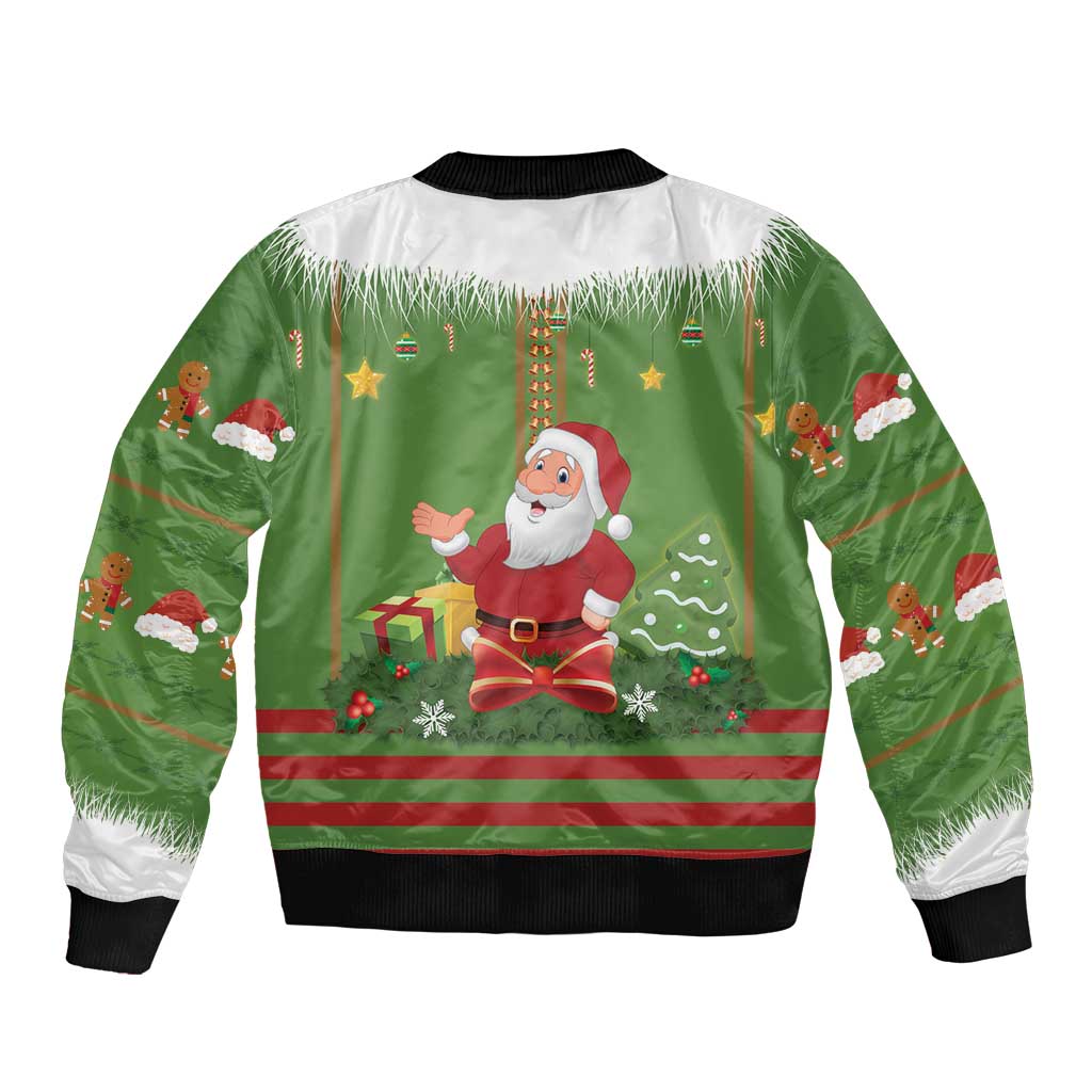 Christmas Costume Elf Sleeve Zip Bomber Jacket Santa Little Helper Green - Wonder Print Shop