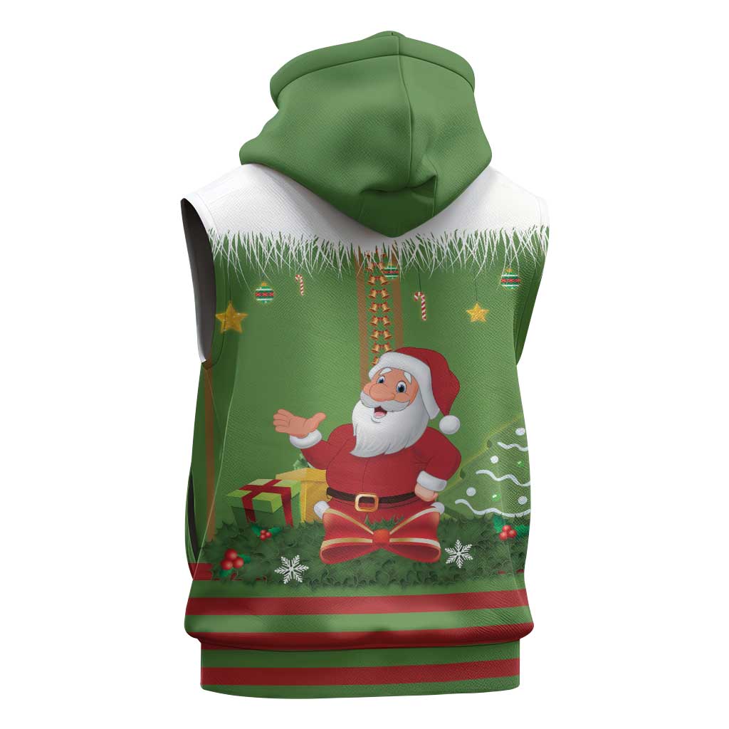 Christmas Costume Elf Sleeveless Hoodie Santa Little Helper Green - Wonder Print Shop