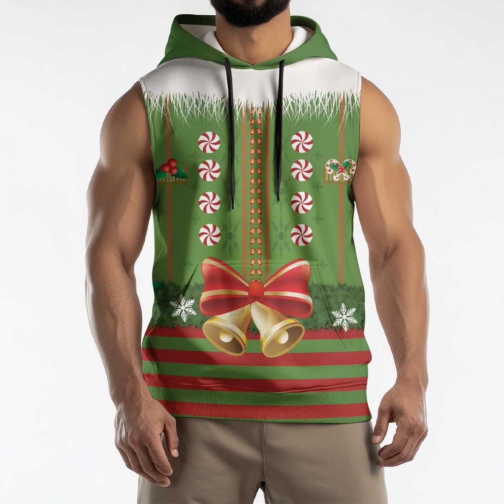 Christmas Costume Elf Sleeveless Hoodie Santa Little Helper Green - Wonder Print Shop