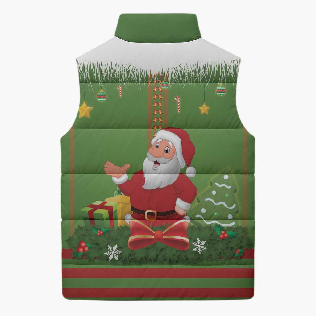 Christmas Costume Elf Sleeveless Puffer Jacket Santa Little Helper Green - Wonder Print Shop