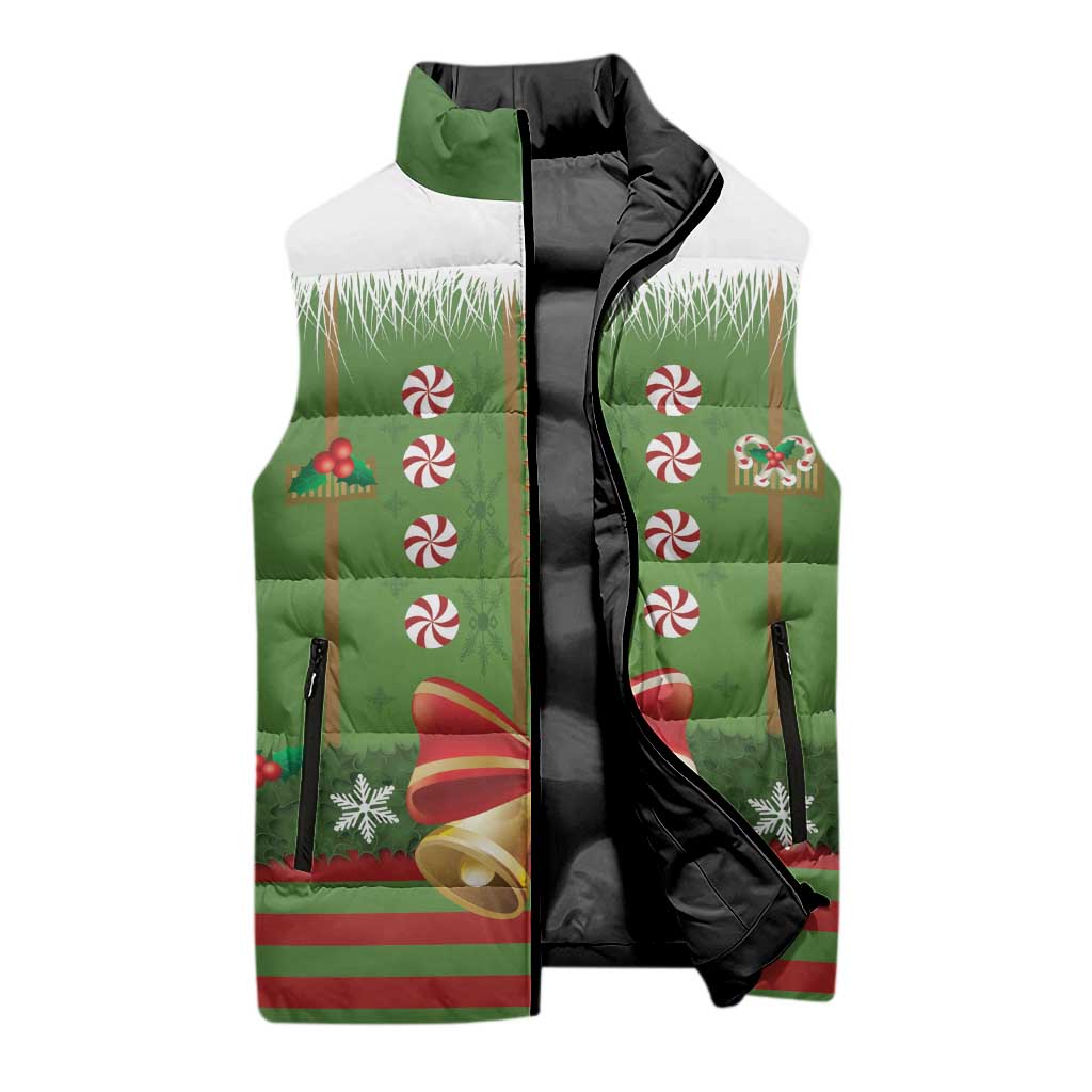 Christmas Costume Elf Sleeveless Puffer Jacket Santa Little Helper Green - Wonder Print Shop