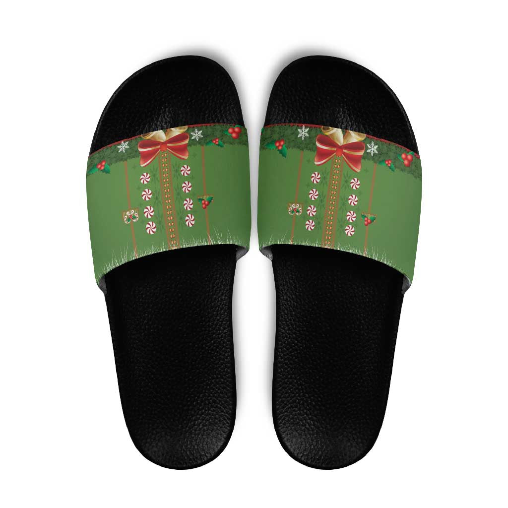 Christmas Costume Elf Slide Sandals Santa Little Helper Green - Wonder Print Shop