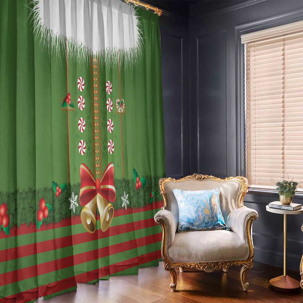 Christmas Costume Elf Window Curtain Santa Little Helper Green - Wonder Print Shop