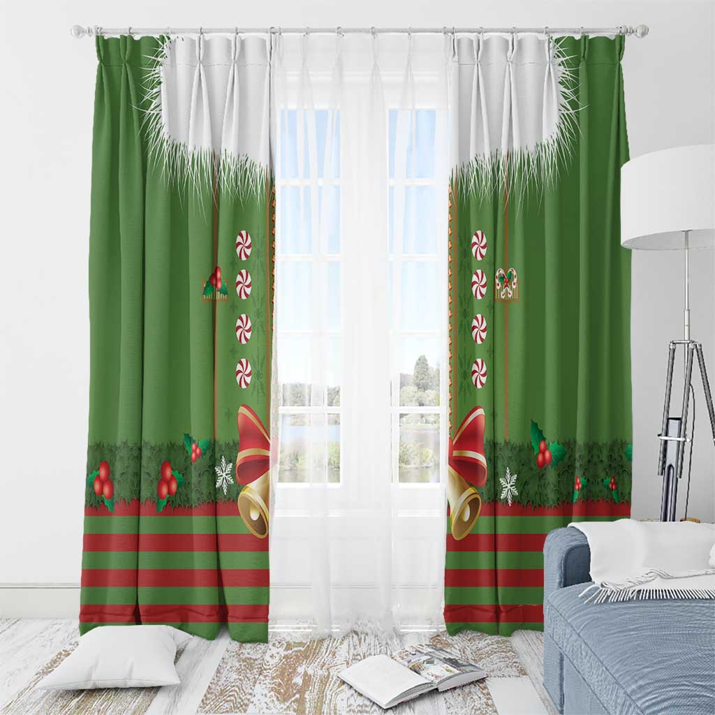 Christmas Costume Elf Window Curtain Santa Little Helper Green - Wonder Print Shop
