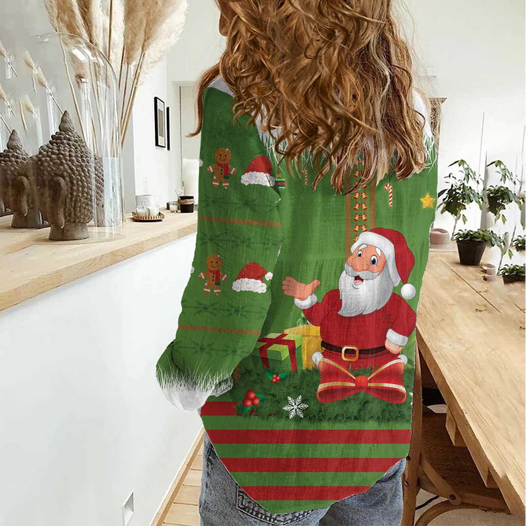 Christmas Costume Elf Women Casual Shirt Santa Little Helper Green - Wonder Print Shop