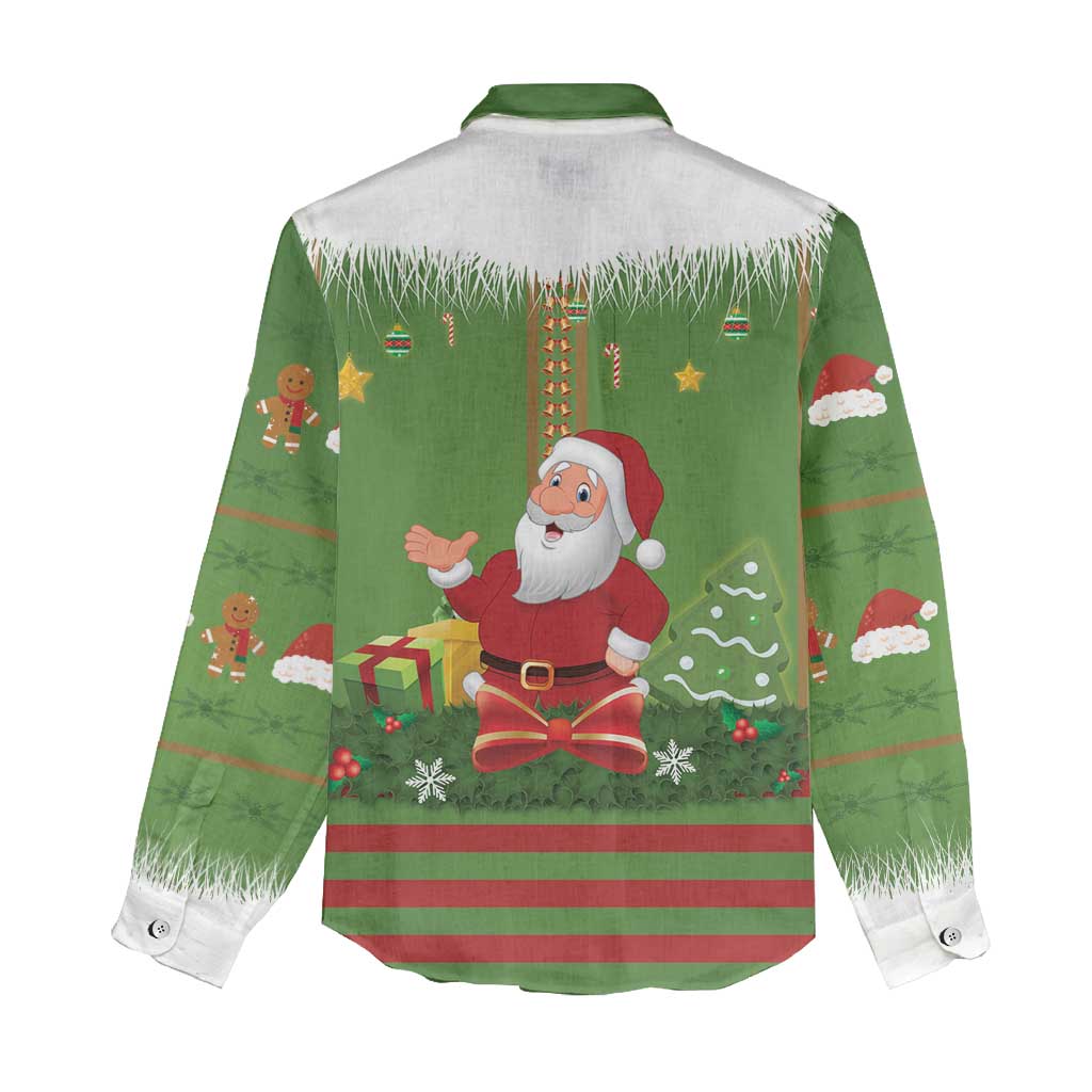 Christmas Costume Elf Women Casual Shirt Santa Little Helper Green - Wonder Print Shop