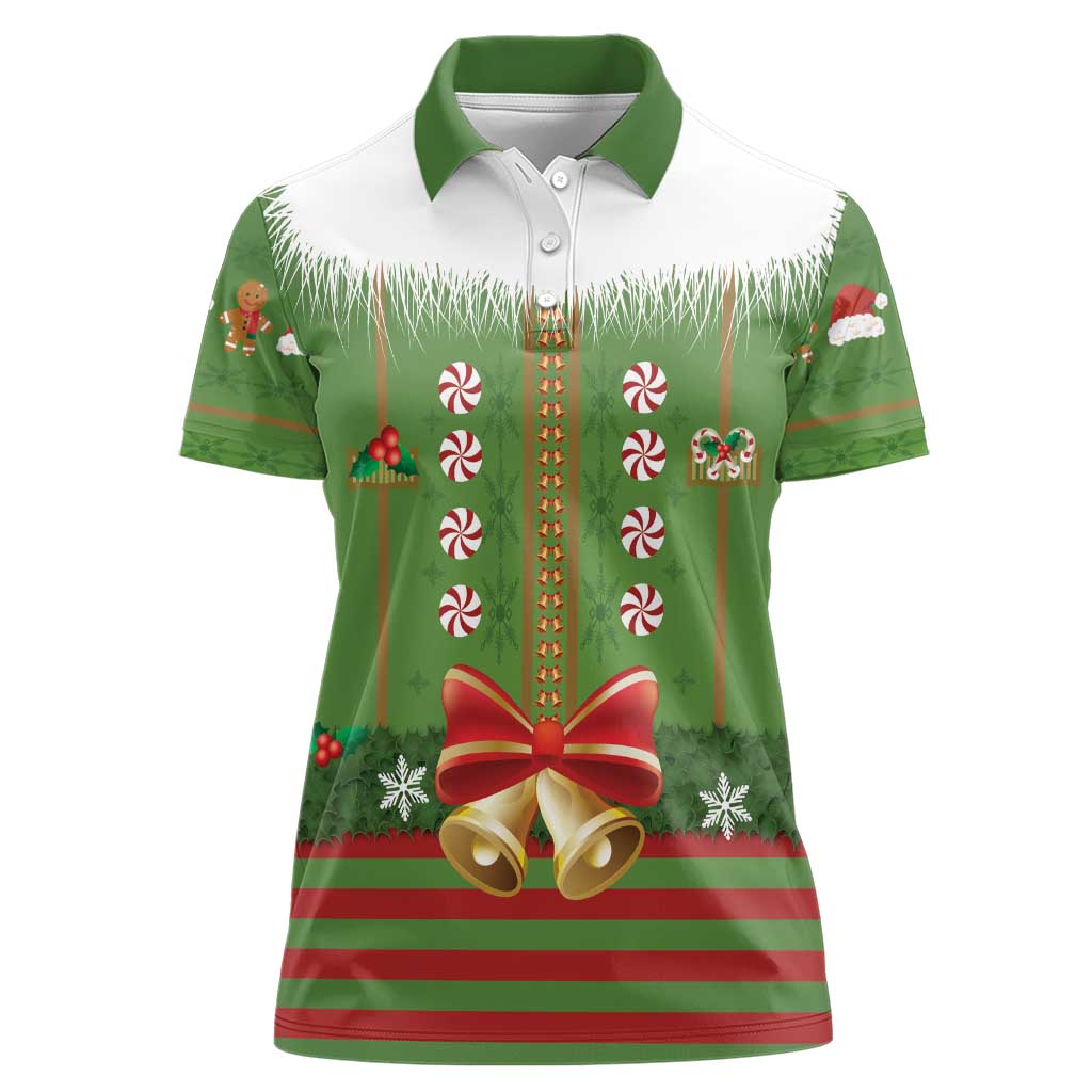 Christmas Costume Elf Women Polo Shirt Santa Little Helper Green - Wonder Print Shop