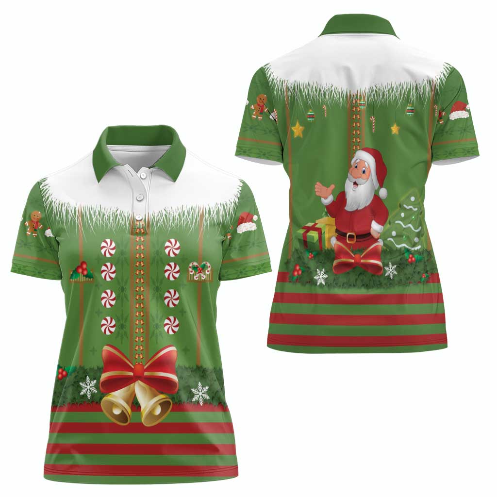 Christmas Costume Elf Women Polo Shirt Santa Little Helper Green - Wonder Print Shop