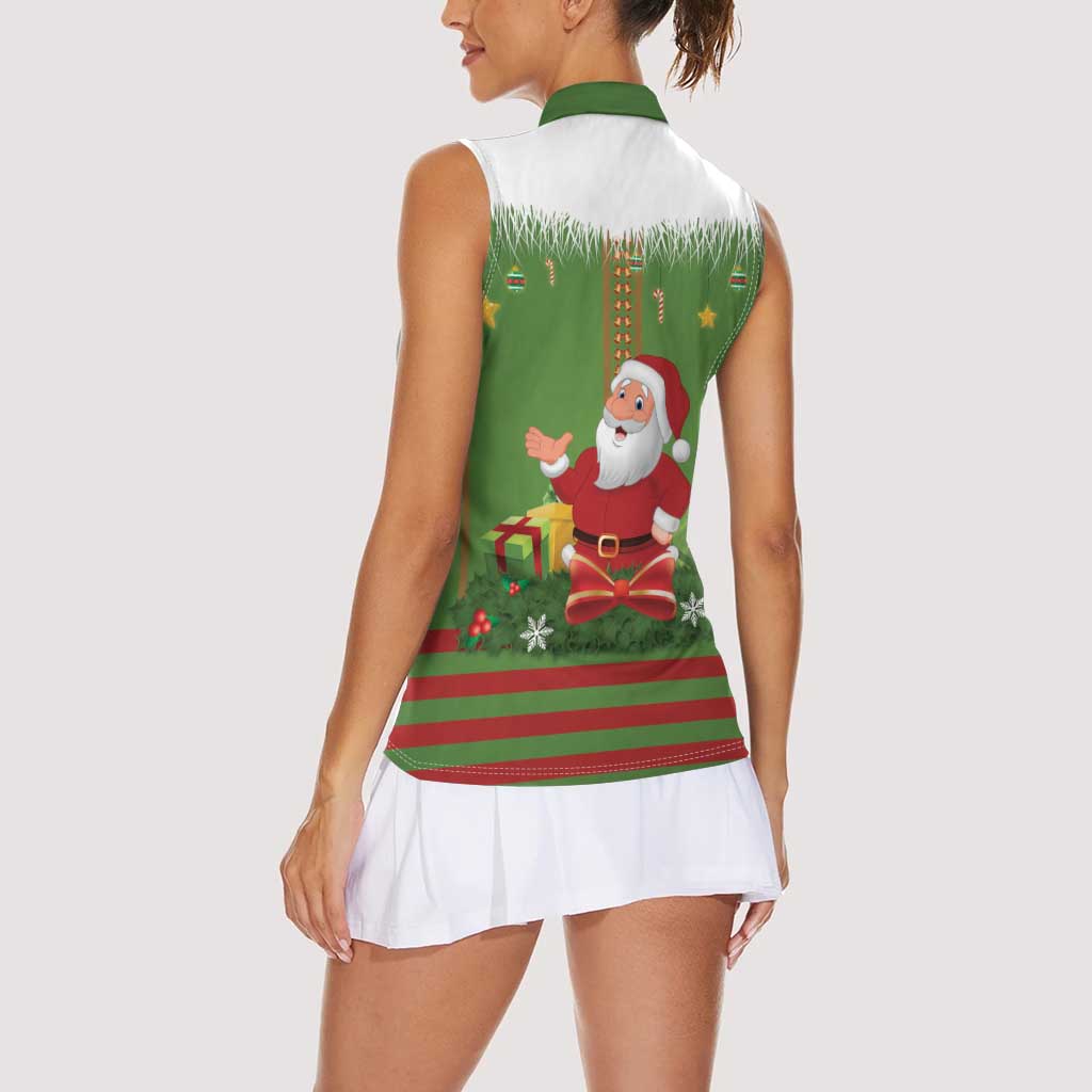 Christmas Costume Elf Women Sleeveless Polo Shirt Santa Little Helper Green - Wonder Print Shop