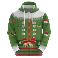 Christmas Costume Elf Zip Hoodie Santa Little Helper Green - Wonder Print Shop
