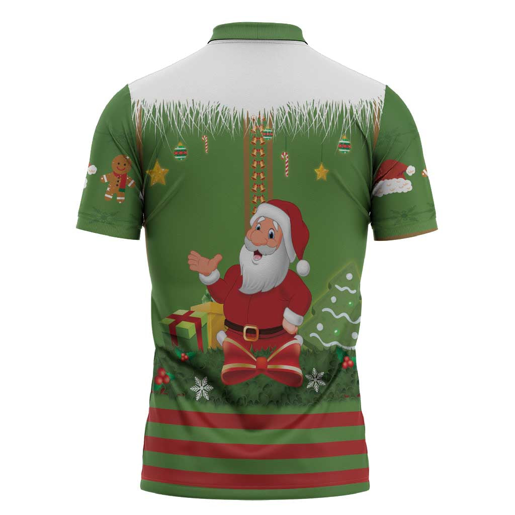 Christmas Costume Elf Zipper Polo Shirt Santa Little Helper Green - Wonder Print Shop