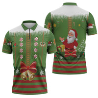 Christmas Costume Elf Zipper Polo Shirt Santa Little Helper Green - Wonder Print Shop