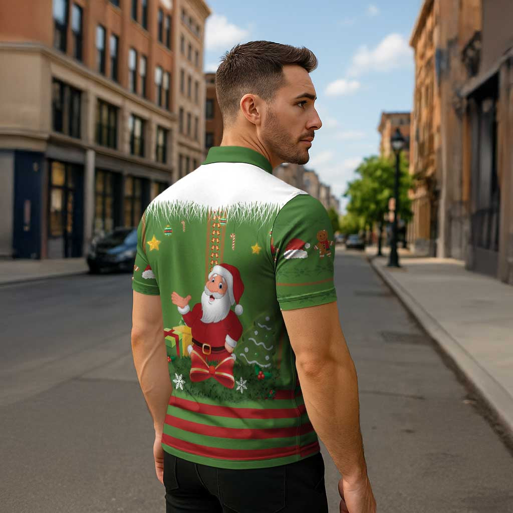 Christmas Costume Elf Zipper Polo Shirt Santa Little Helper Green - Wonder Print Shop