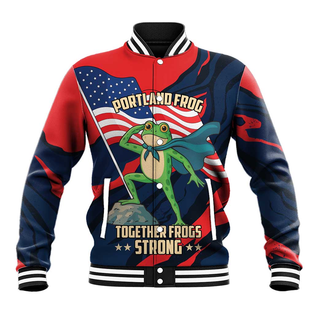 Portland Frog Protest Personalized Baseball Jacket Frogs Together Strong - Wonder Print Shop