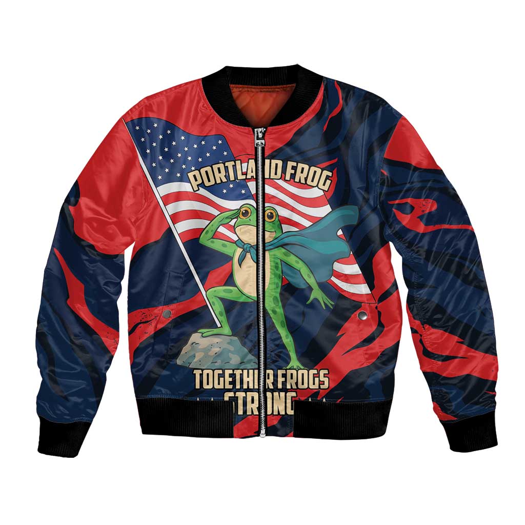 Portland Frog Protest Personalized Bomber Jacket Frogs Together Strong - Wonder Print Shop