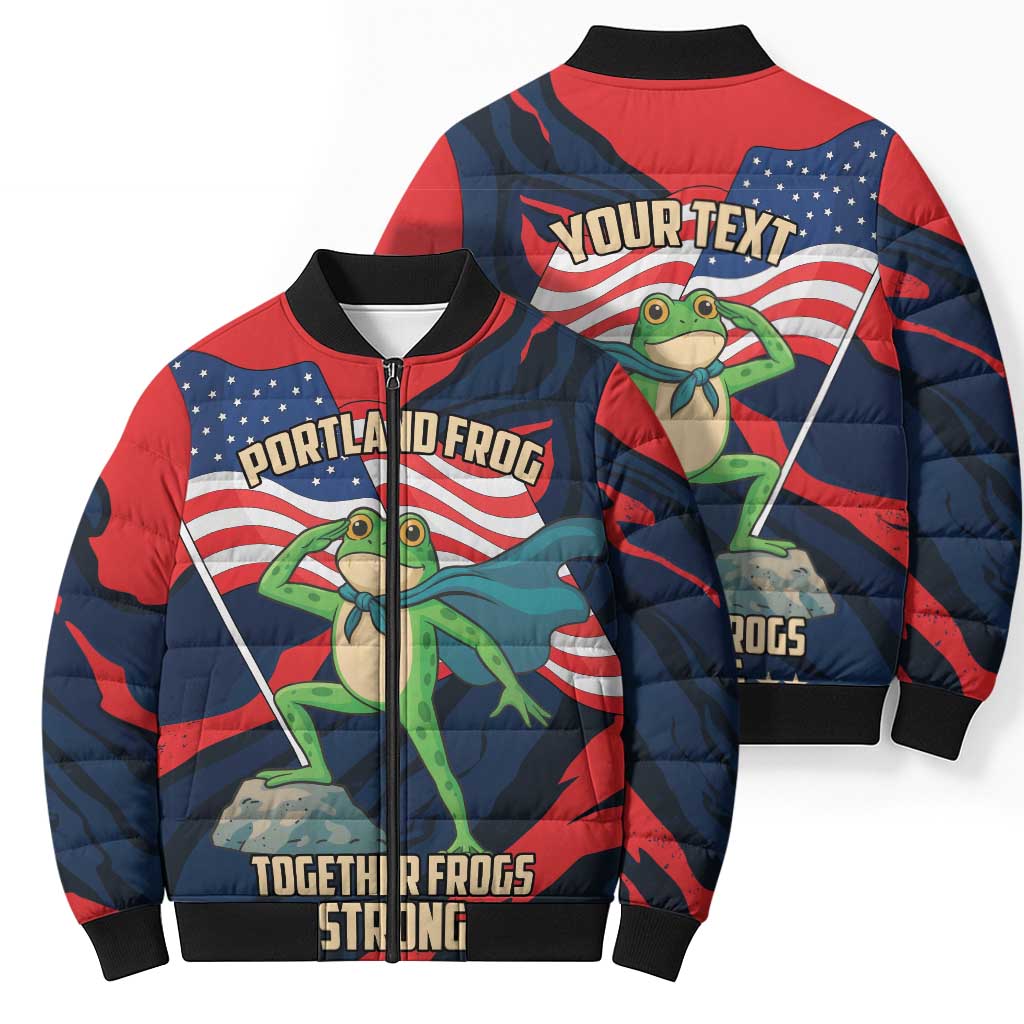 Portland Frog Protest Personalized Bomber Puffer Jacket Frogs Together Strong - Wonder Print Shop