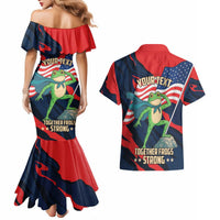 Portland Frog Protest Personalized Couples Matching Mermaid Dress and Hawaiian Shirt Frogs Together Strong - Wonder Print Shop