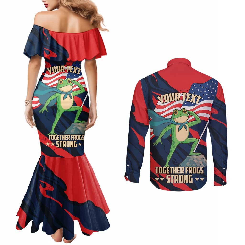 Portland Frog Protest Personalized Couples Matching Mermaid Dress and Long Sleeve Button Shirt Frogs Together Strong - Wonder Print Shop