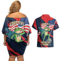 Portland Frog Protest Personalized Couples Matching Off Shoulder Short Dress and Hawaiian Shirt Frogs Together Strong - Wonder Print Shop