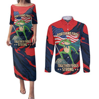 Portland Frog Protest Personalized Couples Matching Puletasi and Long Sleeve Button Shirt Frogs Together Strong - Wonder Print Shop
