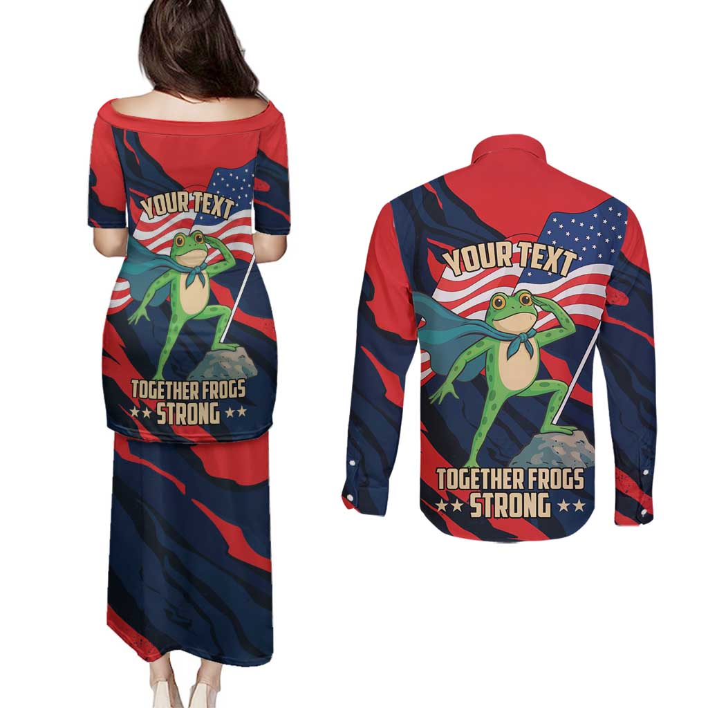 Portland Frog Protest Personalized Couples Matching Puletasi and Long Sleeve Button Shirt Frogs Together Strong - Wonder Print Shop