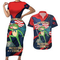 Portland Frog Protest Personalized Couples Matching Short Sleeve Bodycon Dress and Hawaiian Shirt Frogs Together Strong - Wonder Print Shop