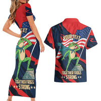 Portland Frog Protest Personalized Couples Matching Short Sleeve Bodycon Dress and Hawaiian Shirt Frogs Together Strong - Wonder Print Shop