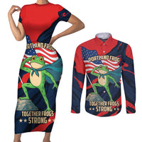 Portland Frog Protest Personalized Couples Matching Short Sleeve Bodycon Dress and Long Sleeve Button Shirt Frogs Together Strong - Wonder Print Shop