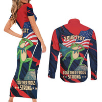 Portland Frog Protest Personalized Couples Matching Short Sleeve Bodycon Dress and Long Sleeve Button Shirt Frogs Together Strong - Wonder Print Shop
