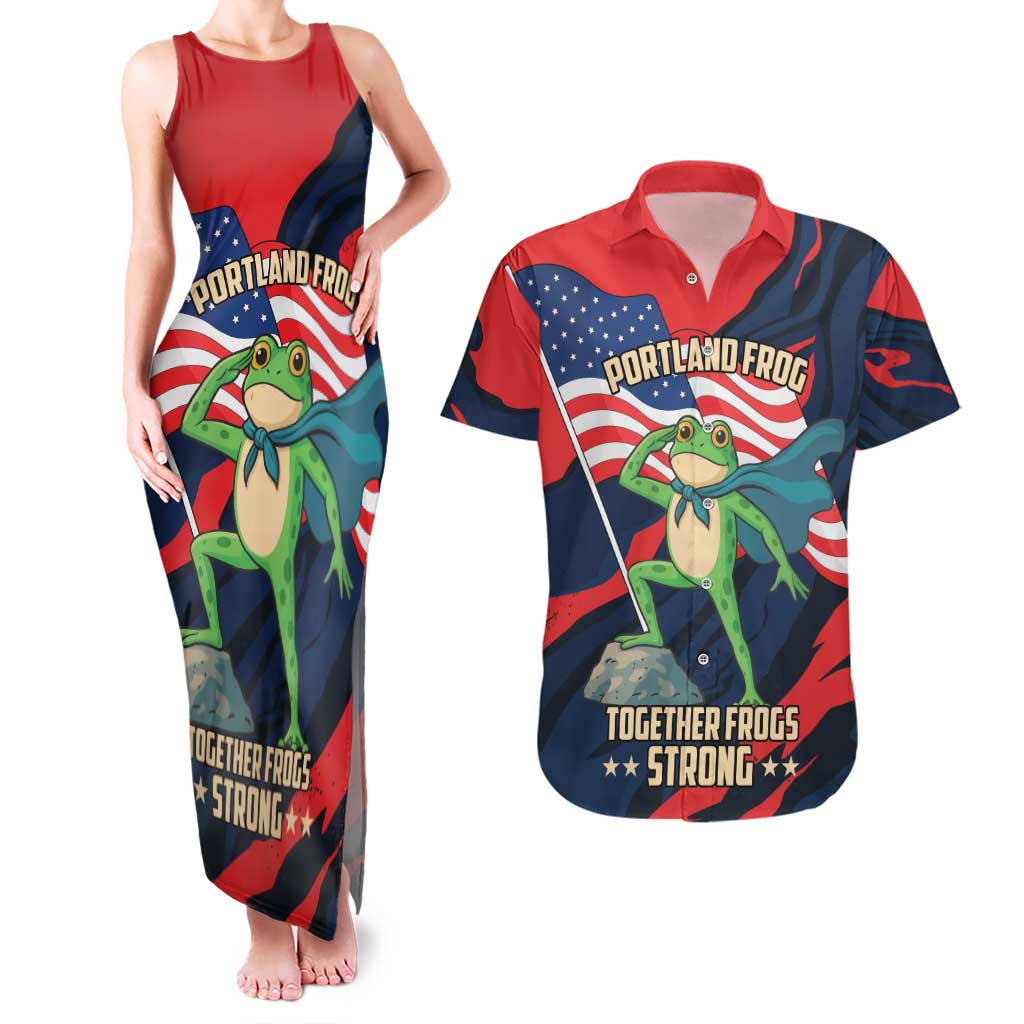 Portland Frog Protest Personalized Couples Matching Tank Maxi Dress and Hawaiian Shirt Frogs Together Strong - Wonder Print Shop