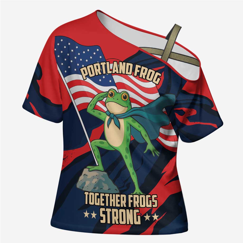 Portland Frog Protest Personalized Cross Shoulder Shirt Frogs Together Strong - Wonder Print Shop