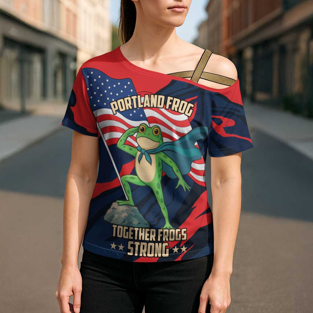 Portland Frog Protest Personalized Cross Shoulder Shirt Frogs Together Strong - Wonder Print Shop